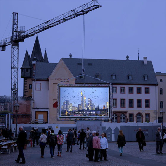 Luminale 2014, Frankfurt Stories, building site of the Historical Museum, Projection Alexander P. Englert - Photo © Messe Frankfurt
