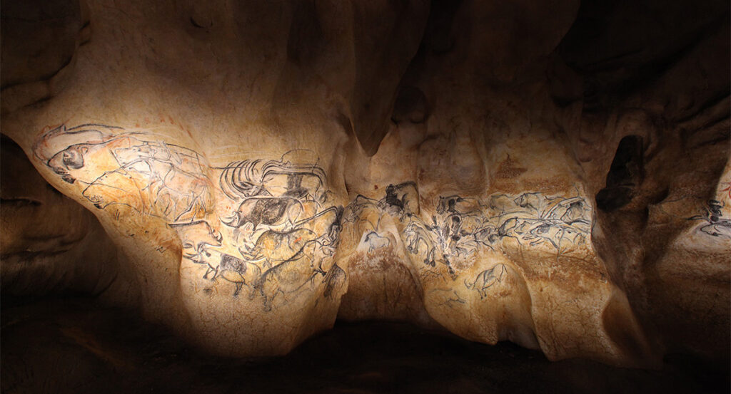 Panneau des lions © Patrick Aventurier - Caverne du Pont d'Arc