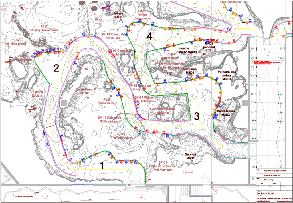 Plan éclairage de l'entrée du fac-similé de la grotte Chauvet © Ponctuelle - Caverne du Pont d'Arc