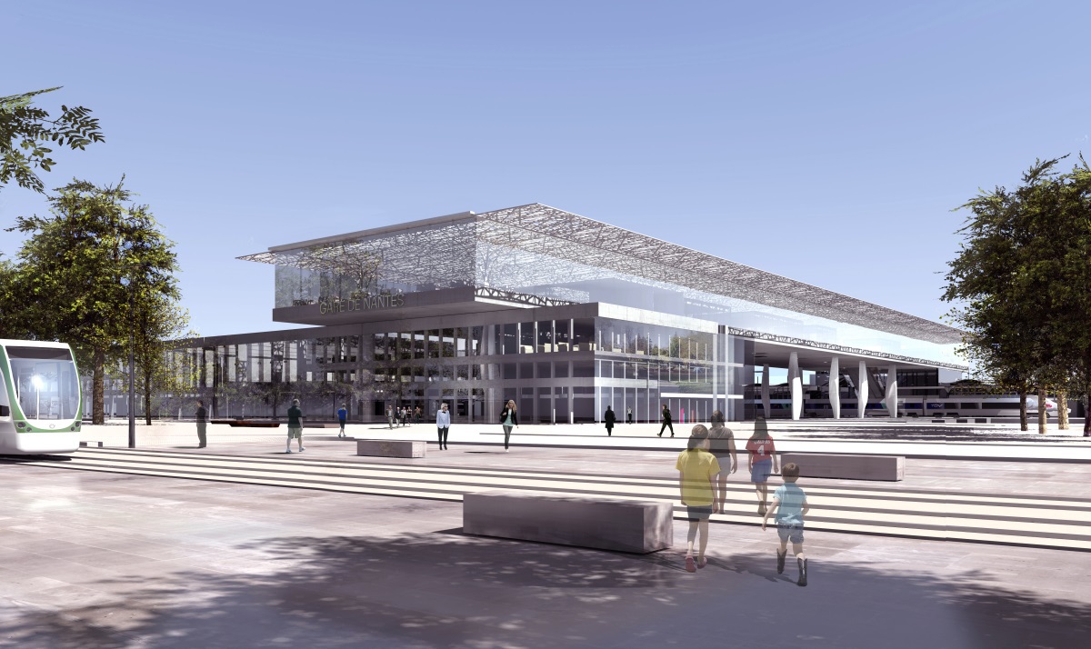 Gare de Nantes - Parvis Nord - Architectes : Rudy Ricciotti et Forma6 - Image : Ricciotti / Forma6 / Demathieu et Bard
