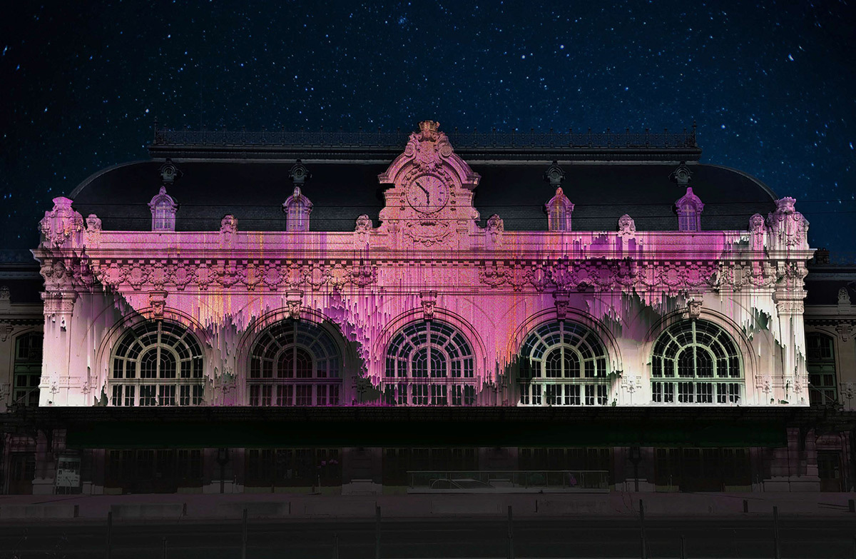 Numeria – Ancienne gare des Brotteaux © Théoriz - Simulation Fête des lumières 2015, Lyon