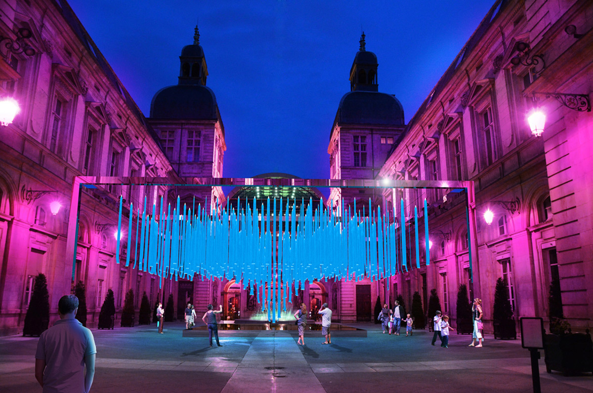 Platonium - Hôtel de Ville © Éric Michel, Lisa Akari-Ishii, I.C.O.N Lighting - Simulation de la Fête des lumières 2015 reportée, Lyon