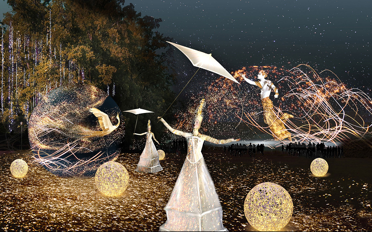 Songe d’une nuit dorée - Parc de la tête d’or © Marie-Jeanne Gauthé et Géraud Périole - Simulation Fête des lumières 2015, Lyon