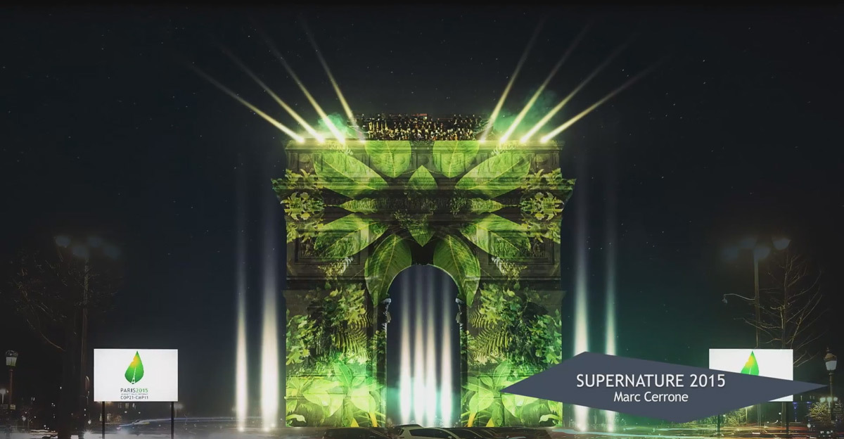 Supernature 2015 - Simulation sur l'Arc de Triomphe, Paris, France © Cerrone