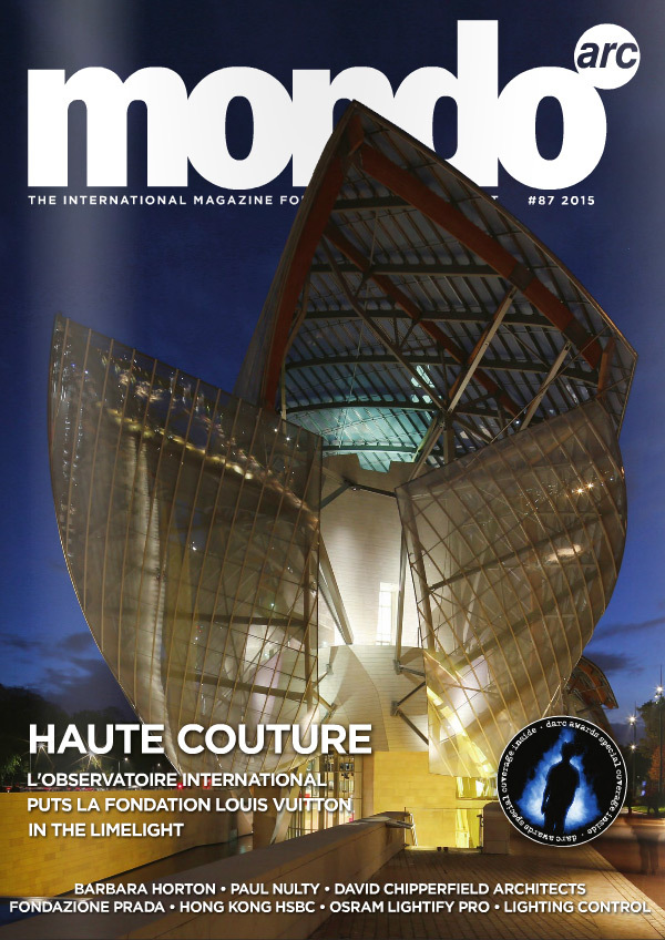 Mondo*arc - October-November 2015 - No 87 - Fondation Louis Vuitton, Paris, France - Couverture du magazine © L'Observatoire International - Frank Gehry - Mondiale Publishing