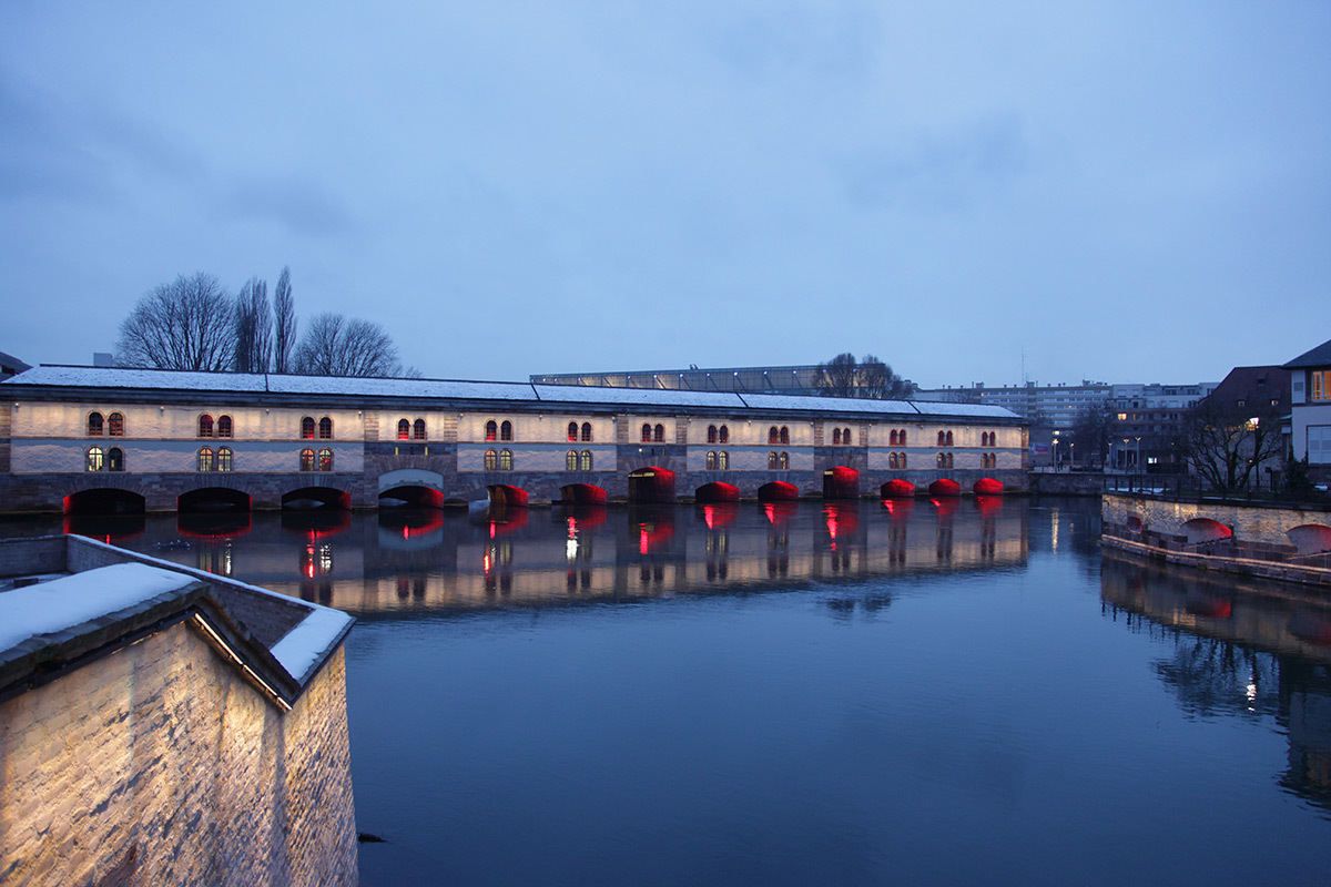 Mise en lumière des Berges de l'Ill, barrage Vauban, Strasbourg, France - Photo : CUS