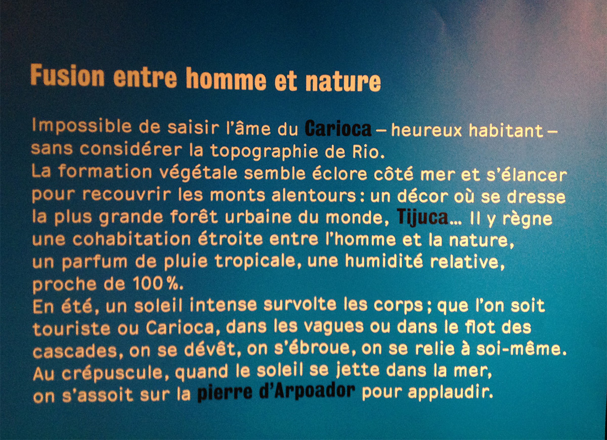 Cap sur Rio, Destination Rio, cartel texte sur fond coloree - exposition CIO 2016 © Vincent Laganier