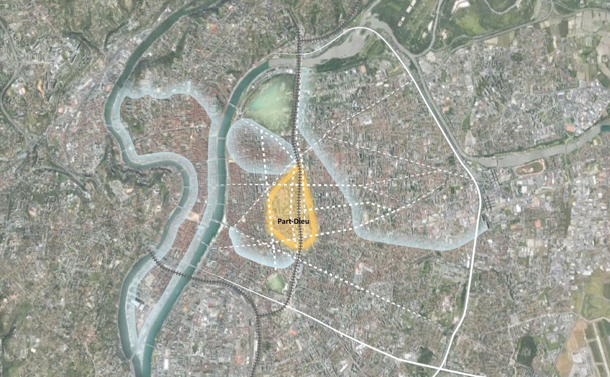 Projet Lyon Part-Dieu - configuration de la ville de Lyon © Agence ON