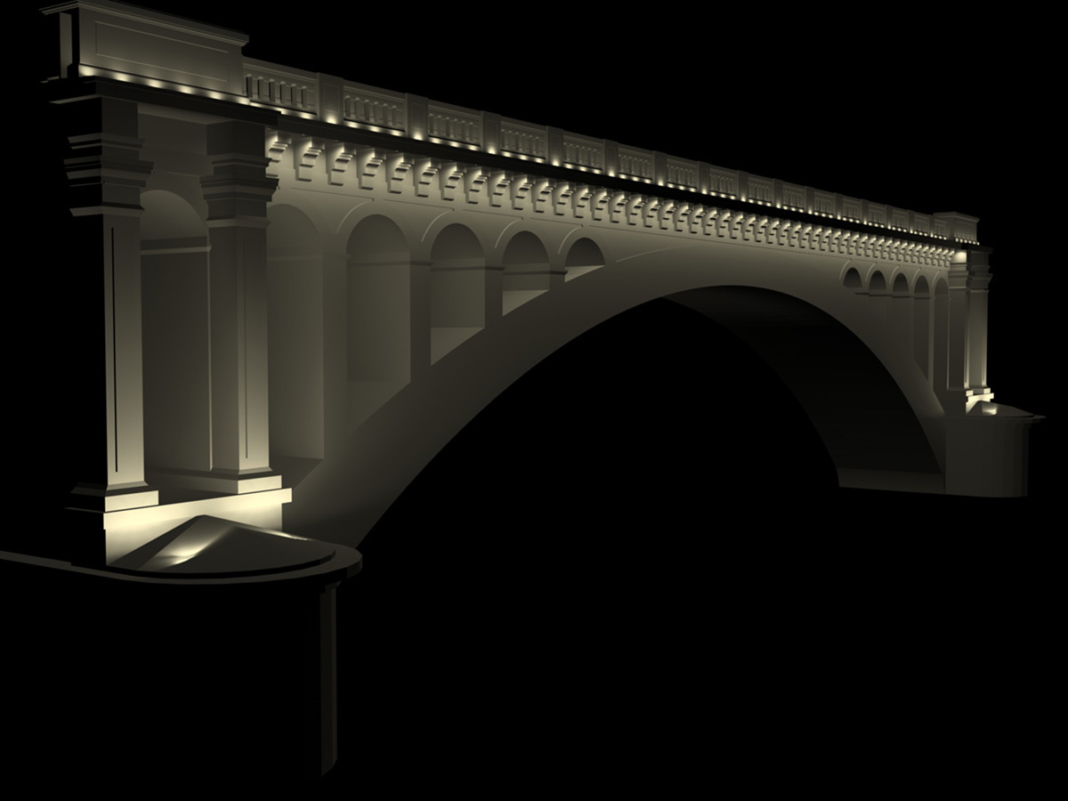 Simulation lumière pseudo réaliste - Pont Wilson, Lyon, France © LEA