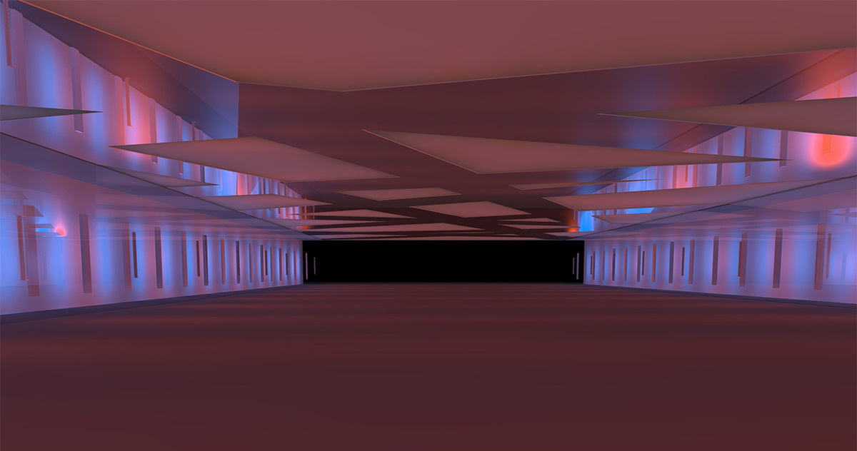 Tunnel Renan, parc des expositions de la porte de Versailles, Paris, France - Test plafond blanc avec DIALux evo - Conception lumière et simulation : Seulsoleil