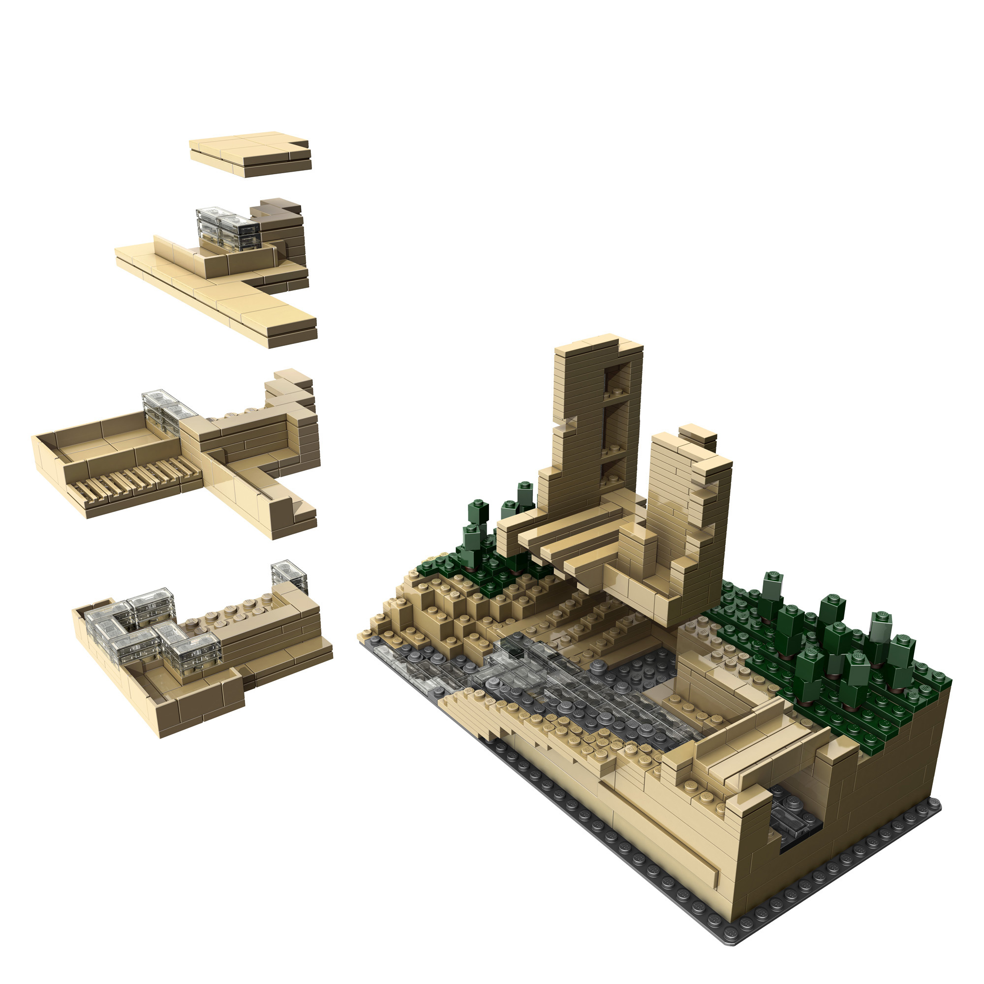 Fallingwater de Frank Lloyd Wright à Mill Run, Pennsylvanie, États-Unis - Artiste : Adam Reed Tucker - Collection : LEGO Architecture