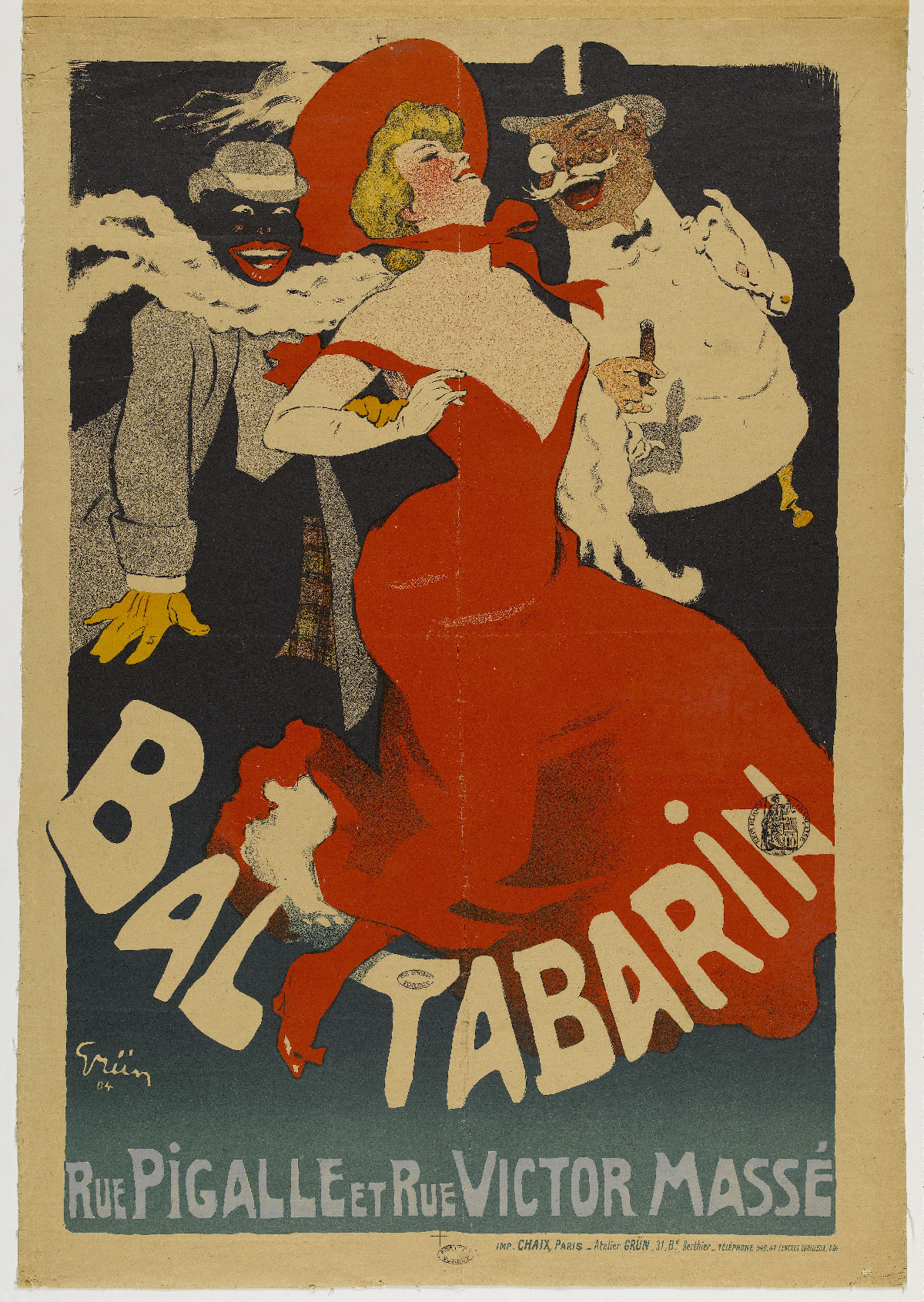  Affiche  publicitaire  pour  le bal Tabarin rue Pigalle et 