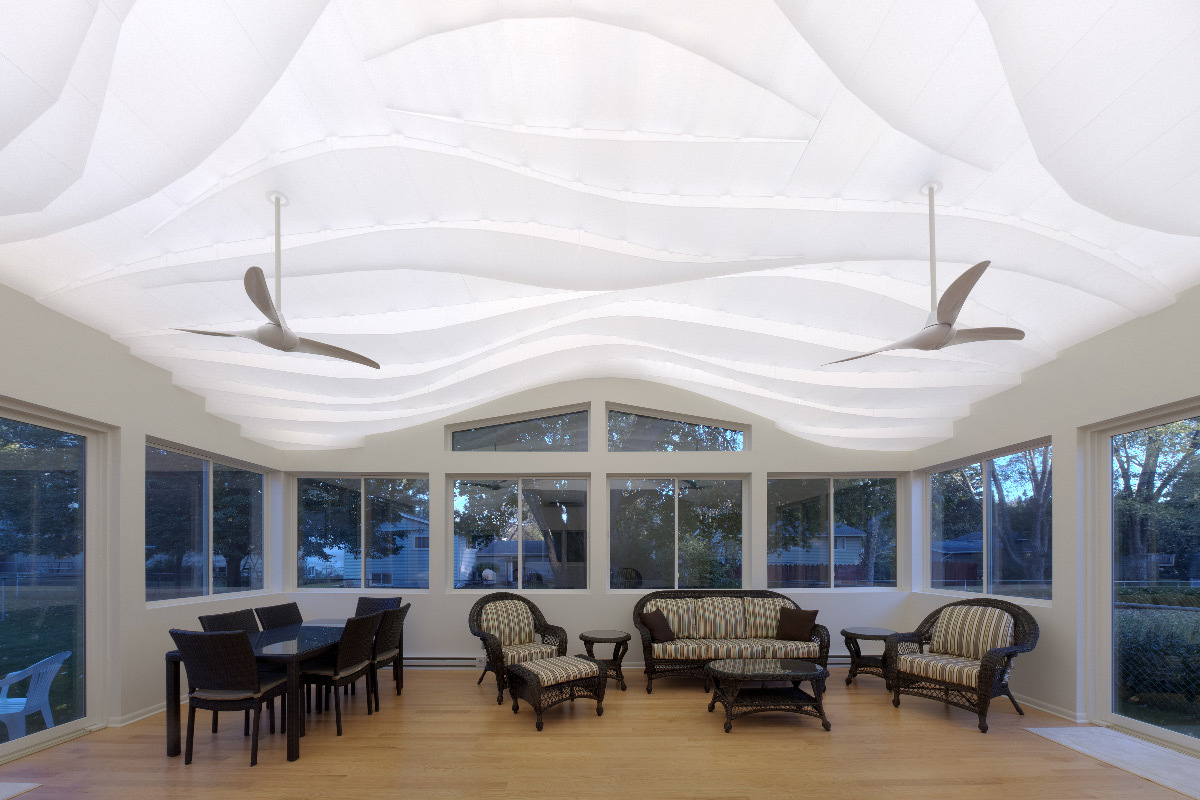 Vue à l'est, la nuit - Maison privée, Crystal Lake, Etats-Unis - Flynn Architecture et Design © Matt Flynn
