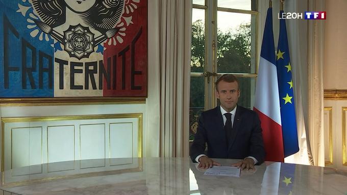 Mauvais éclairage de Emmanuel Macron, allocution pré-enregistrée, palais de l'Elysée, Paris - 16 octobre 2018