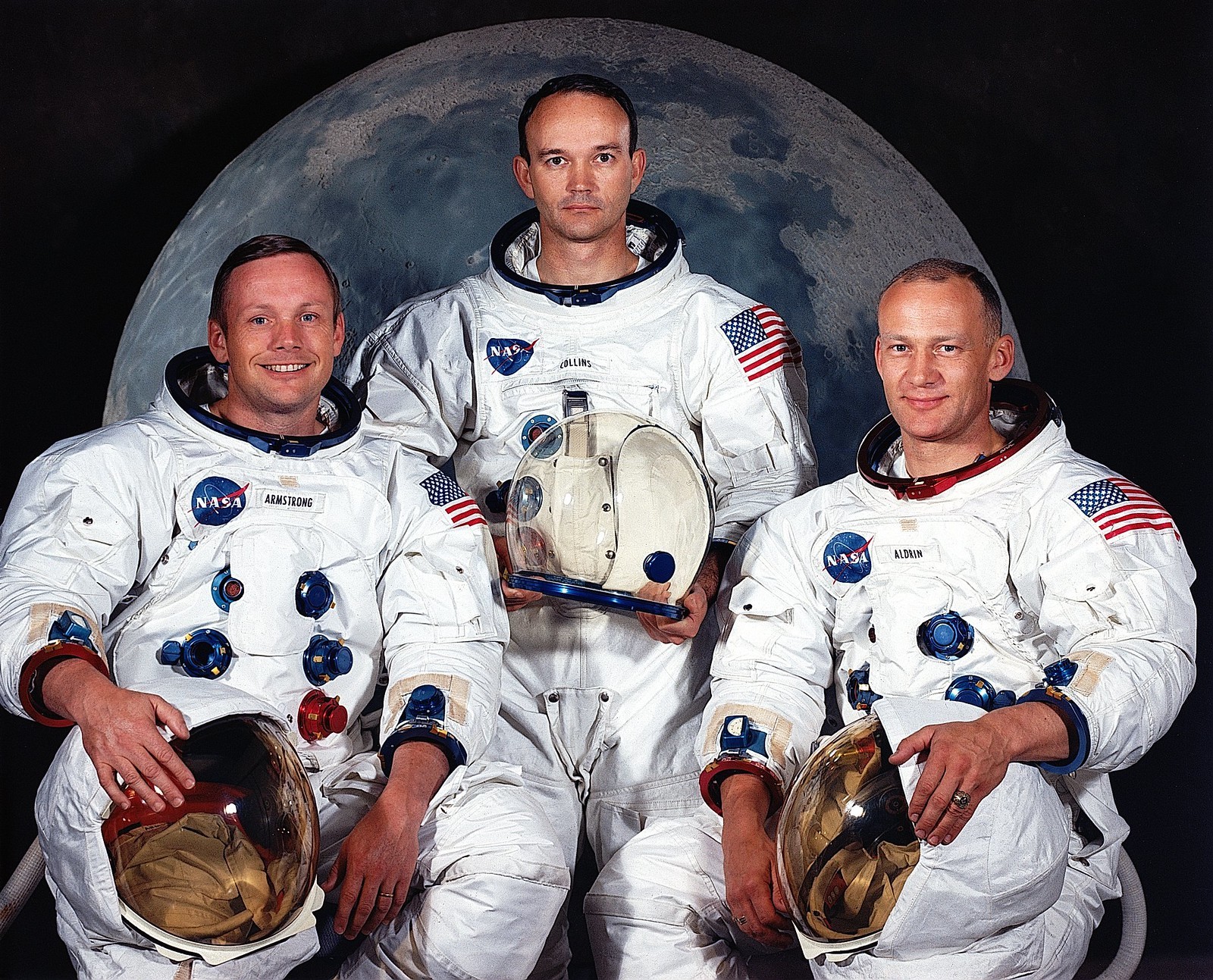 Nomination équipage astronautes mission atterrissage lunaire Apollo 11 - Neil A. Armstrong, Michael Collins, Edwin E. Aldrin Jr., © NASA - s69-31740 - Mai 1969