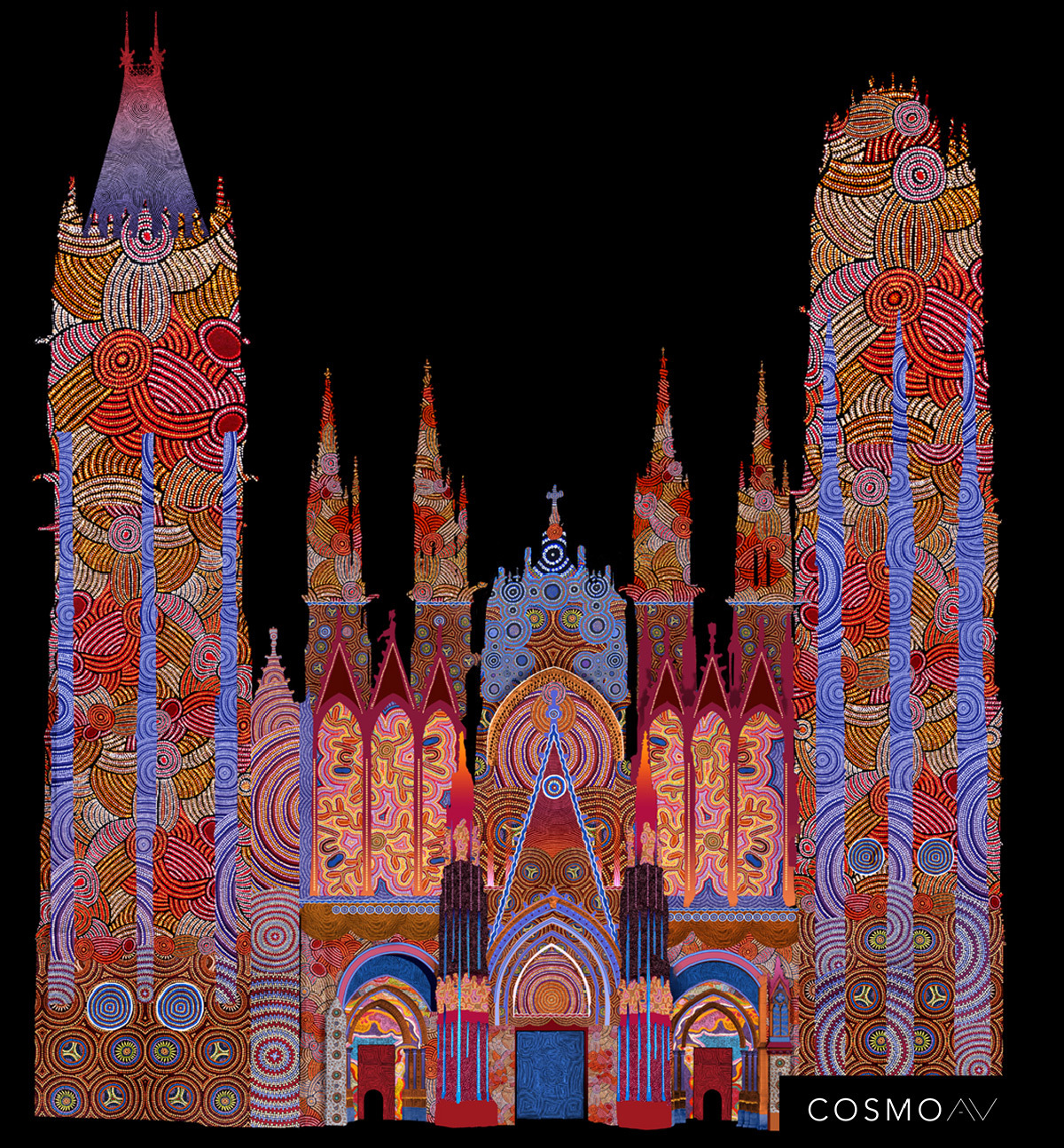 Simulation 3D, cathédrale de Rouen, France - Les Nouveaux Mondes, création 2019