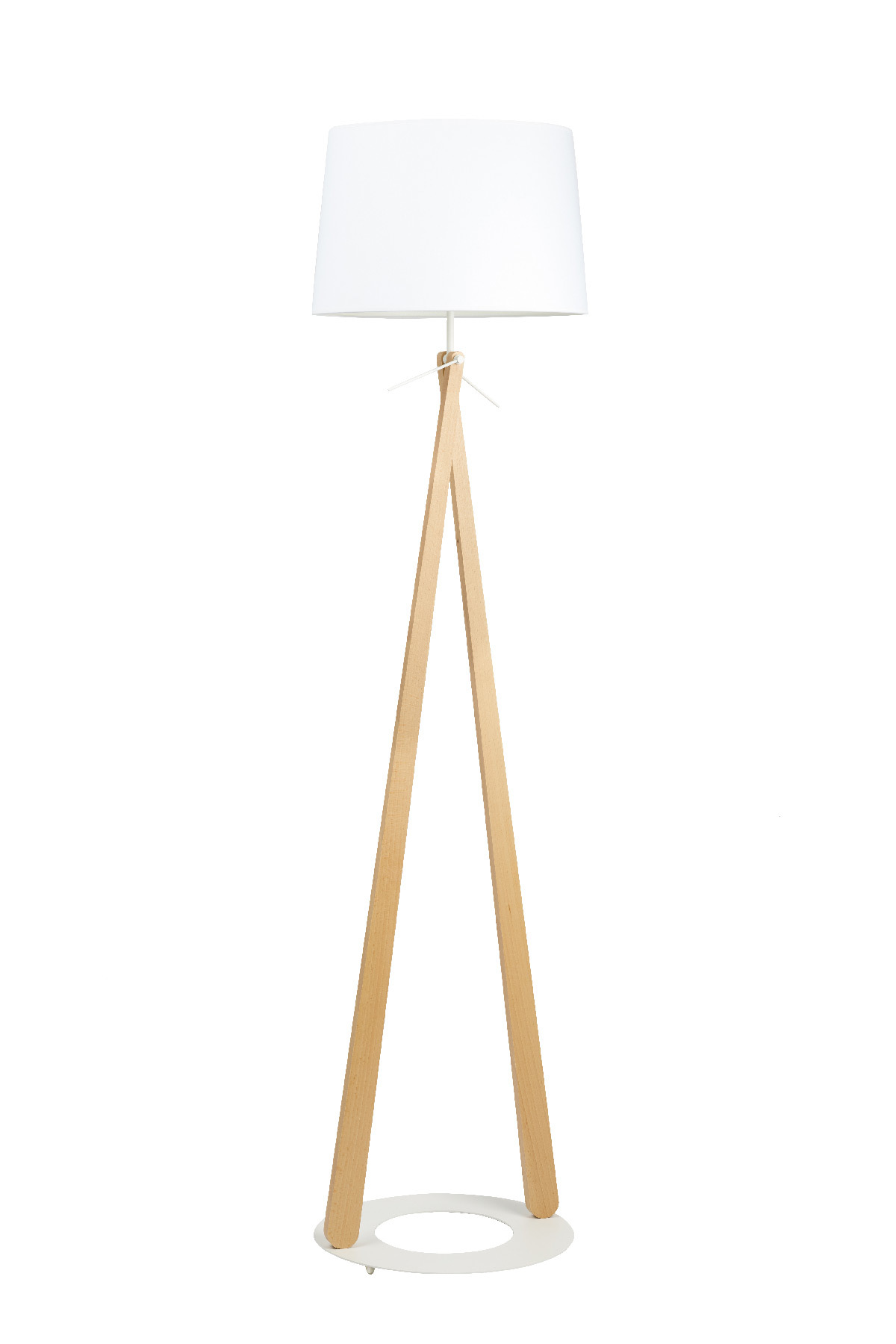 Zazou LS, lampadaire en tissu, bois hêtre et acier laque © Aluminor