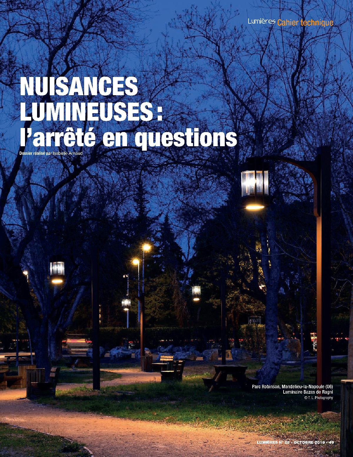 Cahier technique nuisances lumineuses l’arrêté en questions