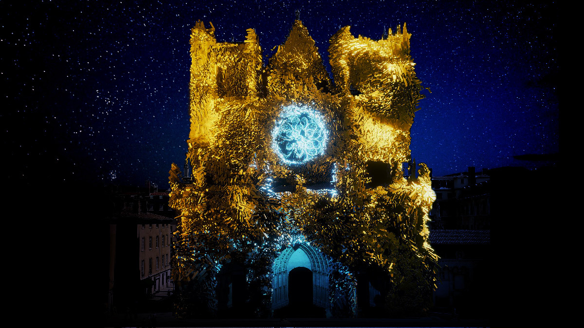 Génésis, Simulation 2019, cathédrale Saint-Jean, Lyon © Théoriz Studio - Fête des Lumières 2019 - Ville de Lyon