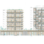 Façade Belvédère sur mail Finot, village des athlètes, Lot E, Jeux de Paris 2024