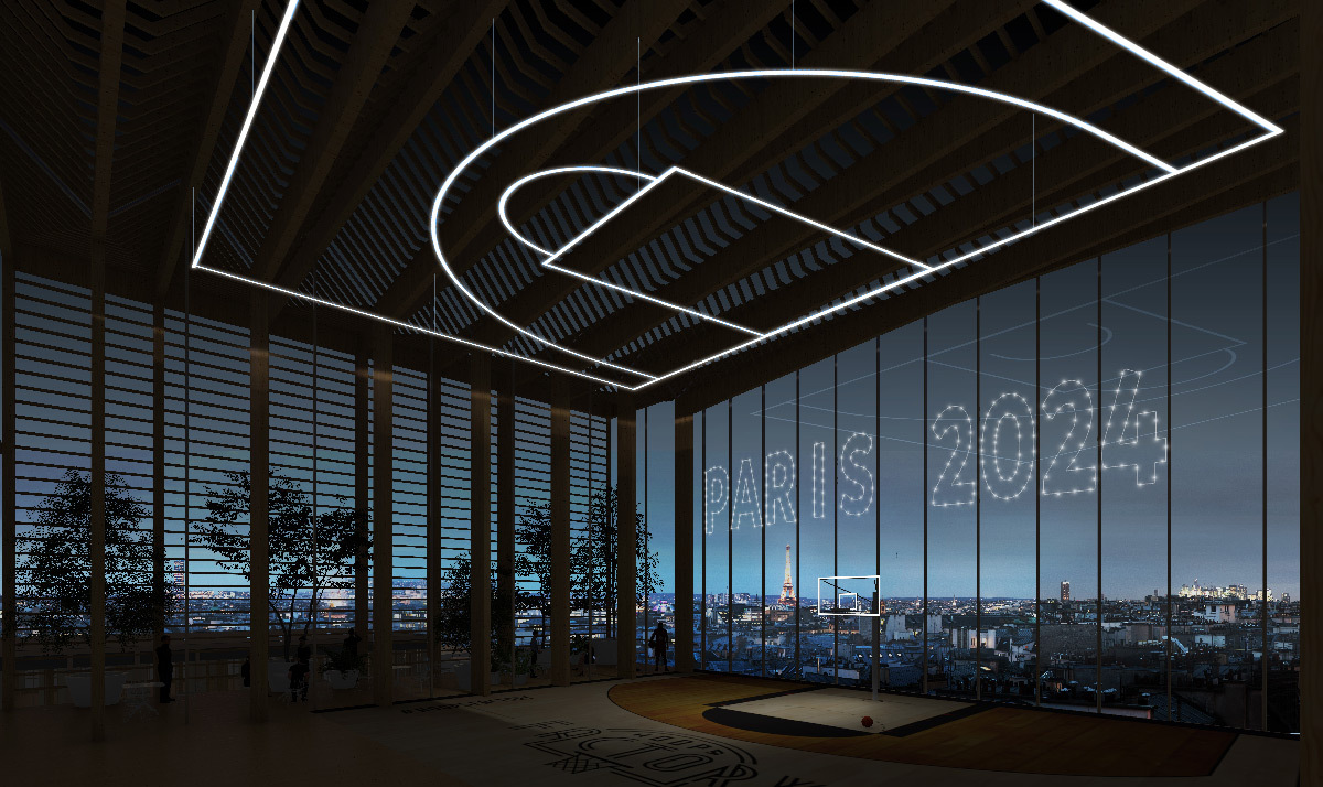 Perspective 3D du dernier étage Lot 3E, village olympique de Paris 2024