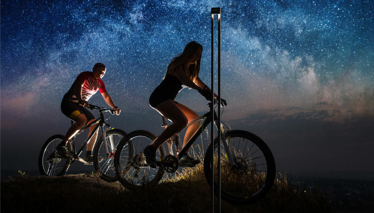 Colonne Onyx, solutions d’éclairage durable pour les pistes cyclables, Nowatt Lighting