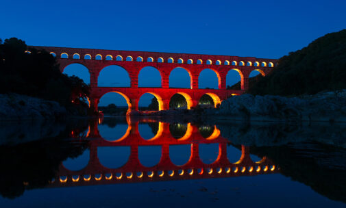 Pont du Gard, France - Mise en lumière - Artiste James Turrell - Concepteur lumière L'obs, Hervé Descottes © Courtesy of L'Observatoire International