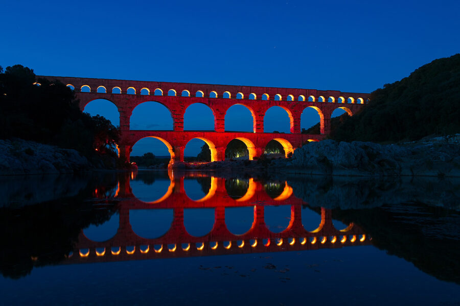 Pont du Gard, France - Mise en lumière - Artiste James Turrell - Concepteur lumière L'obs, Hervé Descottes © Courtesy of L'Observatoire International