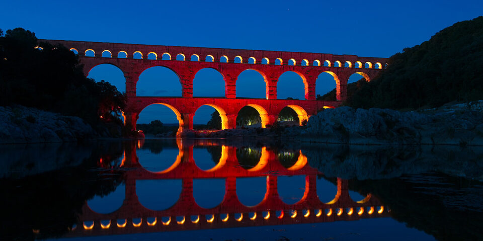 Pont du Gard, France - Mise en lumière - Artiste James Turrell - Concepteur lumière L'obs, Hervé Descottes © Courtesy of L'Observatoire International