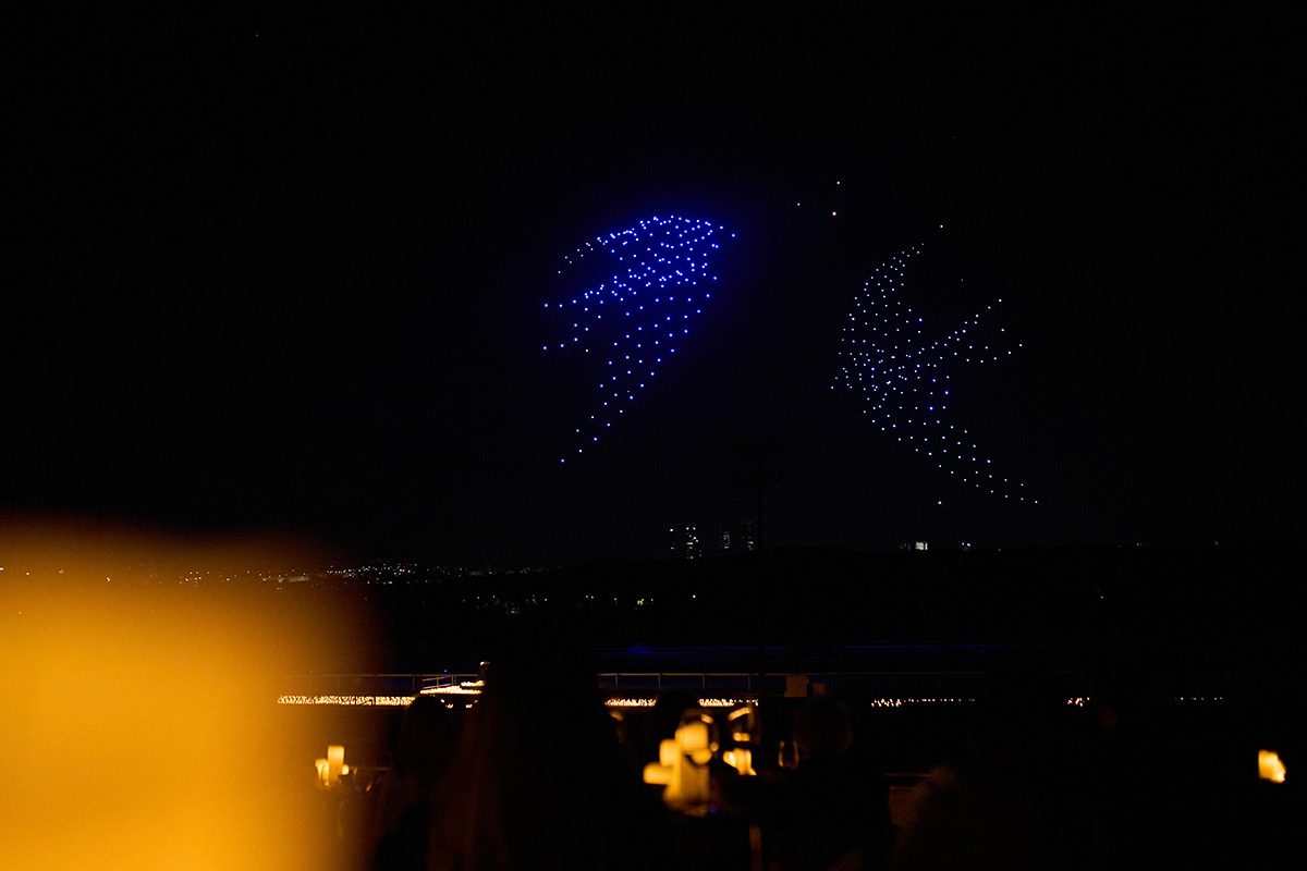 Candlelight Lyon et DroneArt Show Lyon, grands albatros de 95 drones lumineux