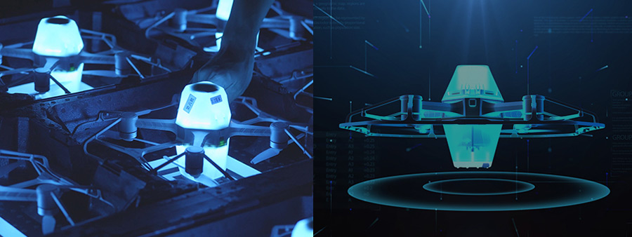 Drone lumineux, conception et technologie, light drone, V3, Damoda, Chine