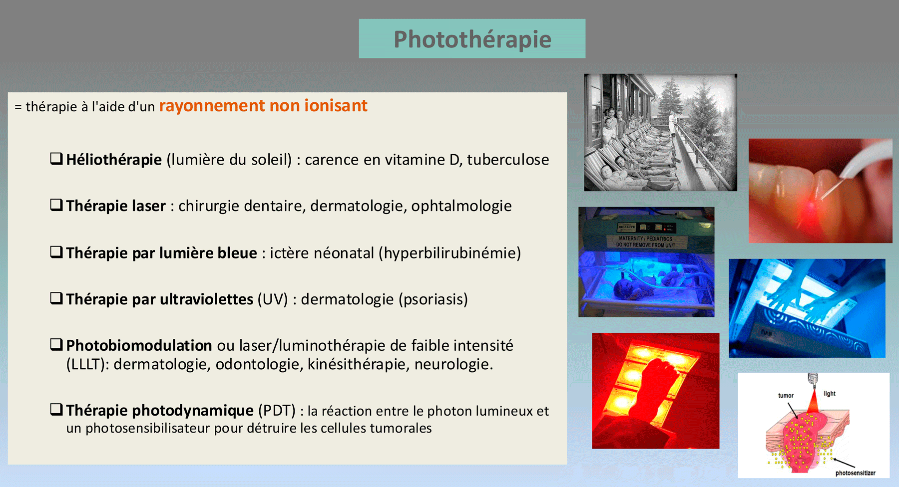 Photothérapie et applications dans les soins de la santé