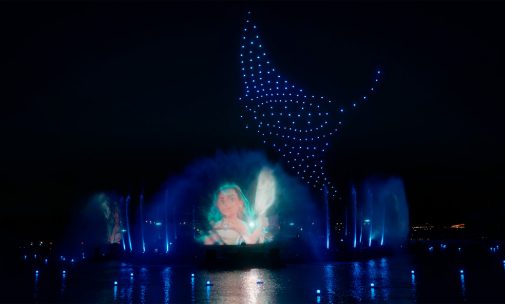 Disney Cascade of Lights, during the drone show - Technology Partner Dronisos, France © Disneyland Paris