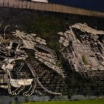 Glacis du château de Pau, fresque lumineuse de Quartiers Lumières et Laurent Meunier
