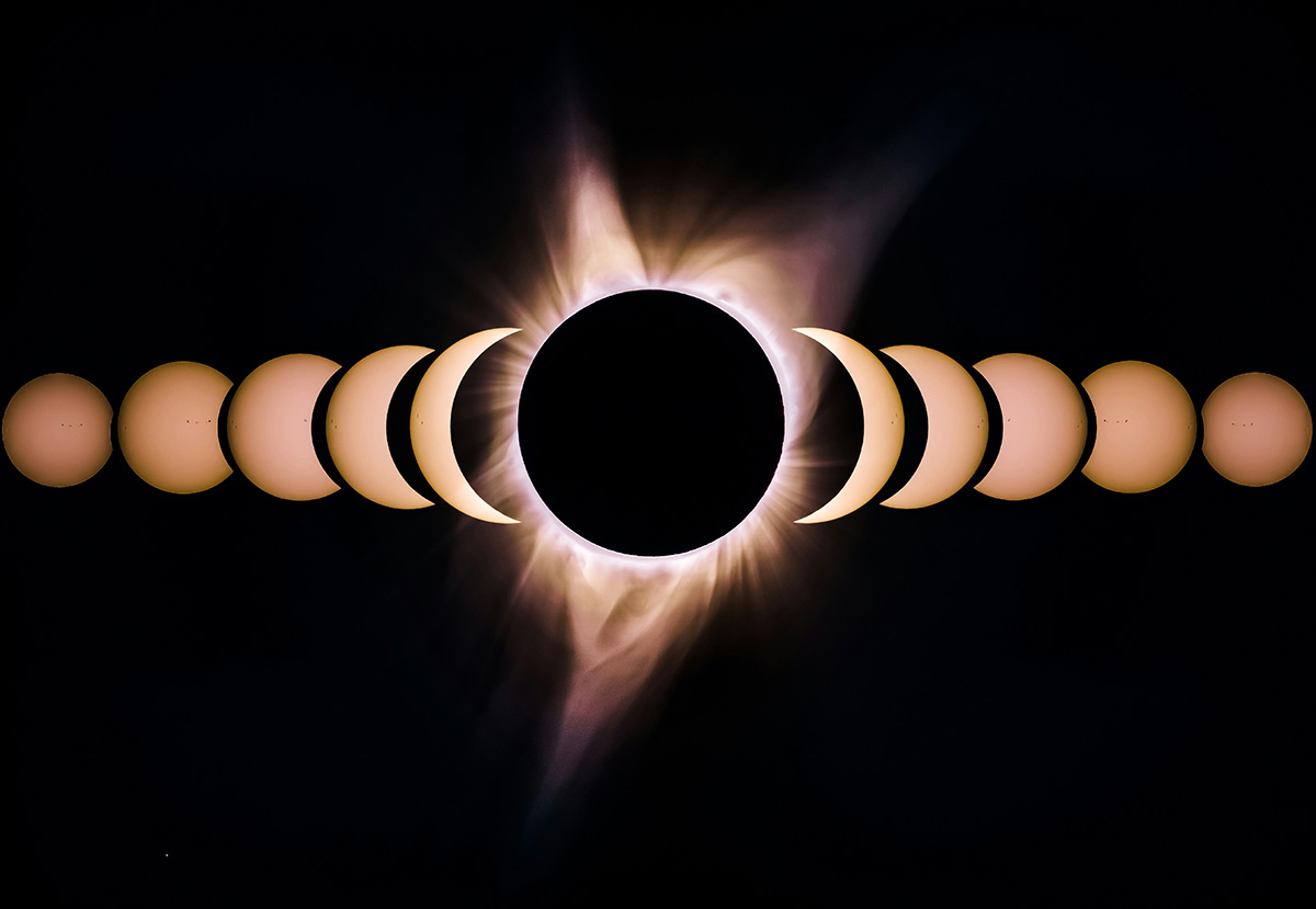 Solar eclipe steps in the sky