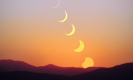 Solar eclipse at the dusk