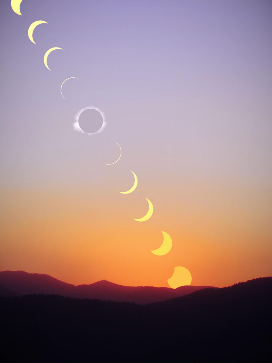 Solar eclipse at the dusk