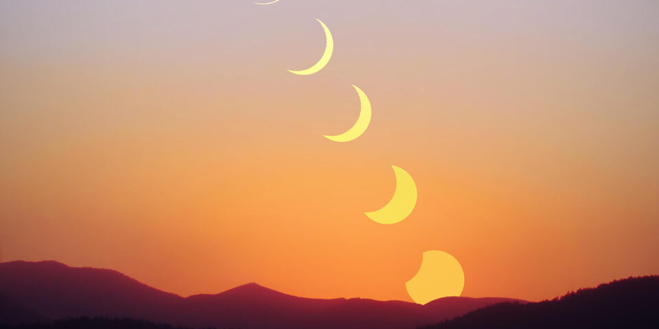 Solar eclipse at the dusk
