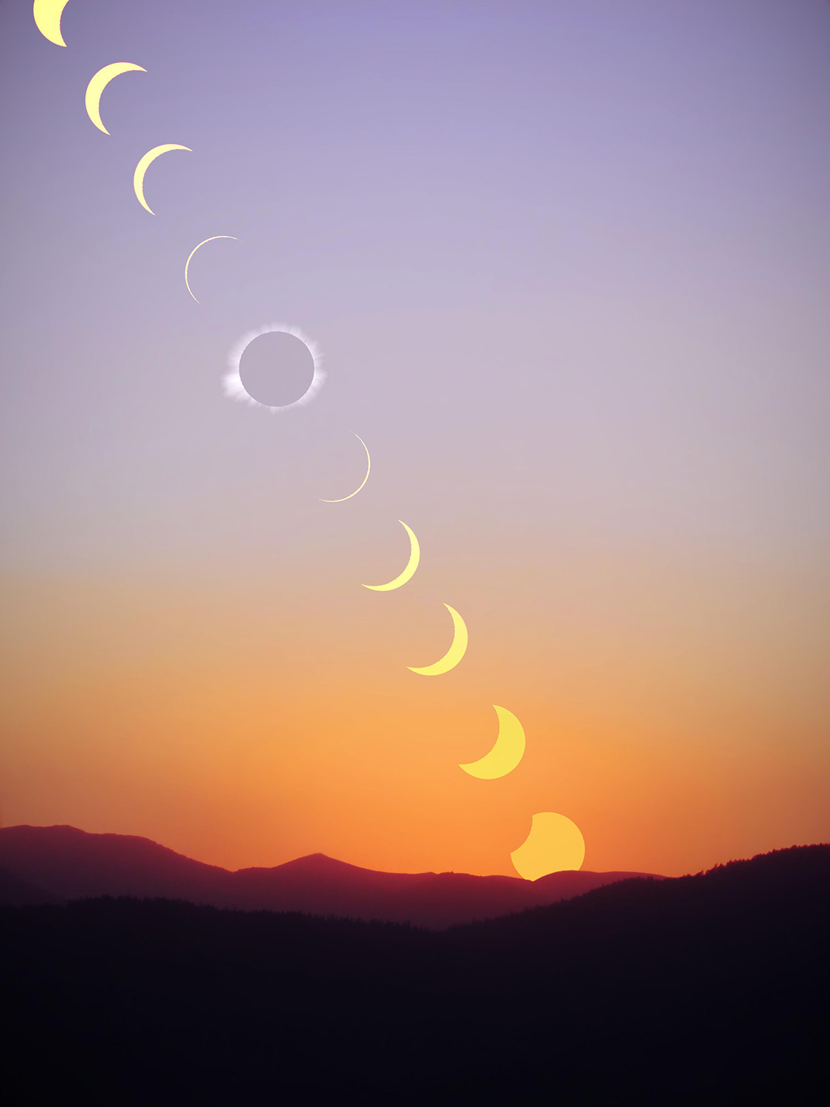 Solar eclipse at the dusk
