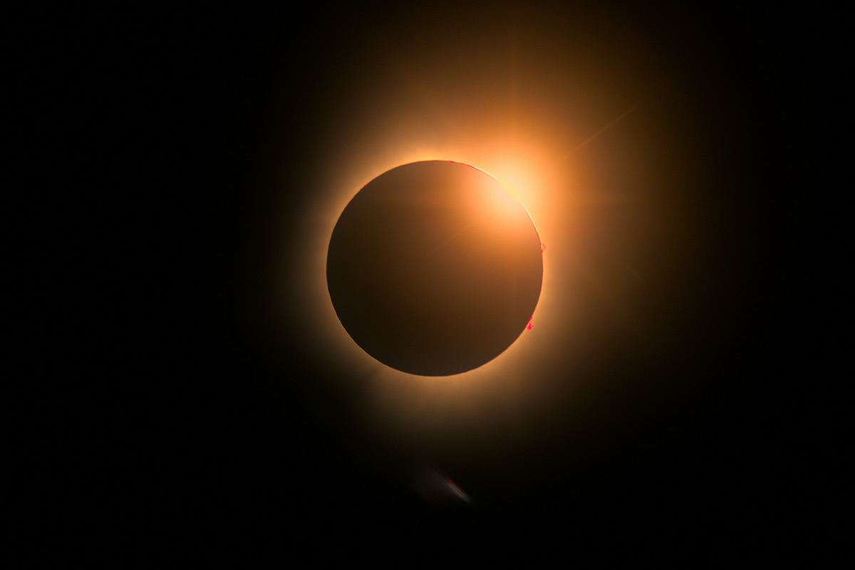 Solar eclipse on the dark sky