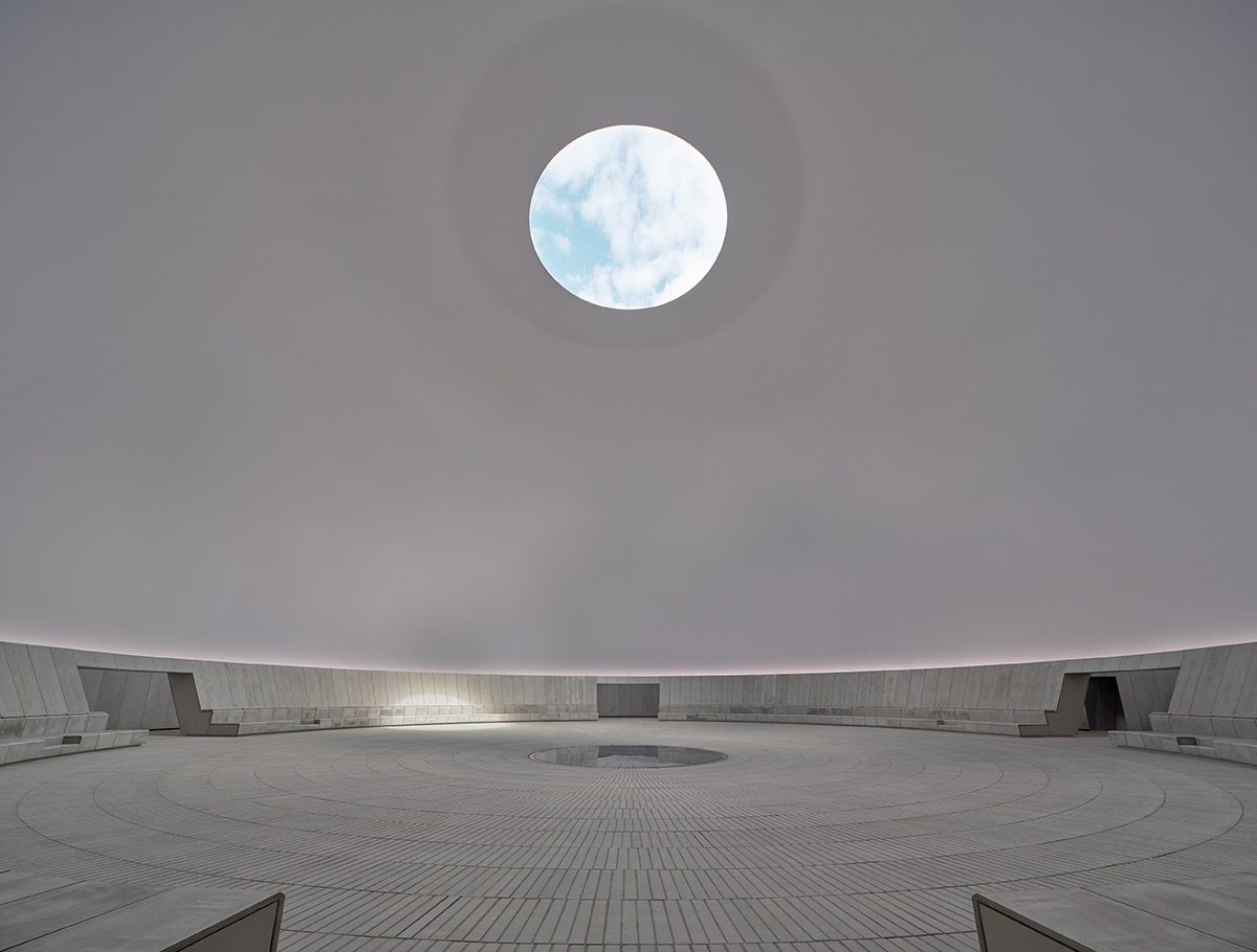 James Turrell Skyspace, As Seen Below, ARoS, Aarhus, Denmark, 2026 - Dome, oculus and sunlight projection on the bench