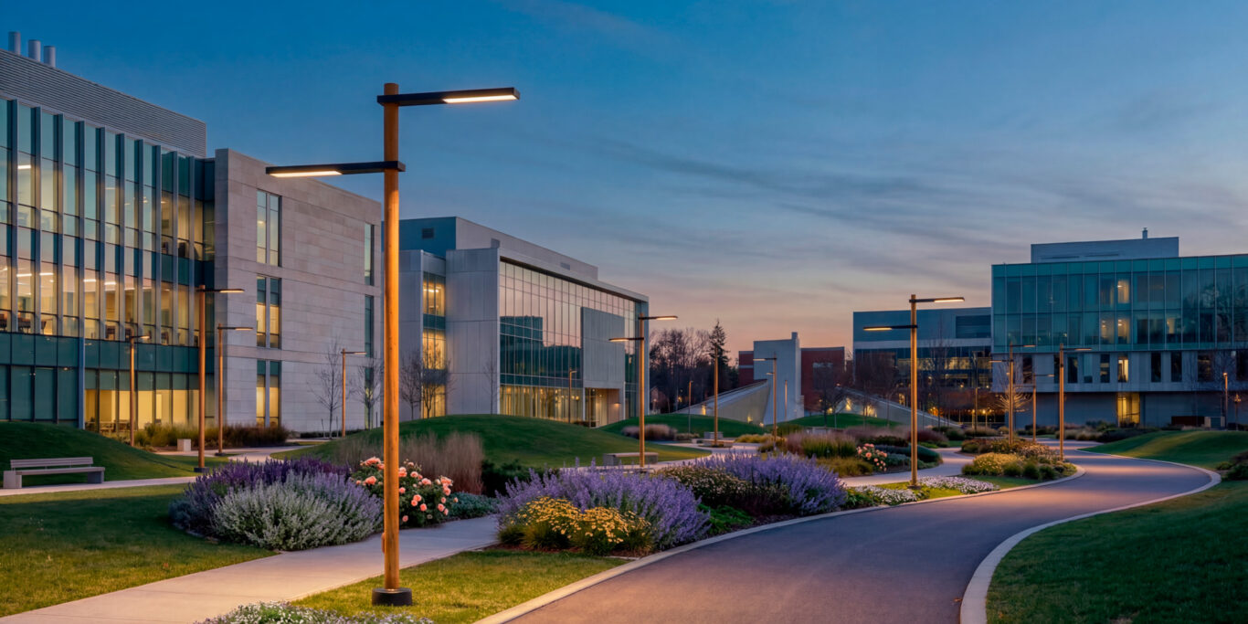 Luminaire extérieur - Bellevue Slim residential cycle path - Certification or, Grand Prix du Design 2026 - Photo © Luminis