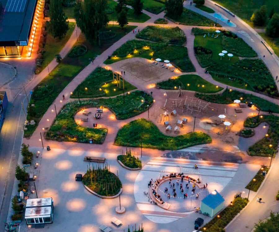 Parc de Töölö, Helsinki, Finlande - Extrait couverture Cities and Lighting, aout 2026, LUCI network magazine, no 12 © Petri Tuohimaa-Barkland, AINS Group - courtesy of City of Helsinki